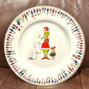Grinch with List & Cindy Lou Who with Present Ceramic Christmas Salad Plate